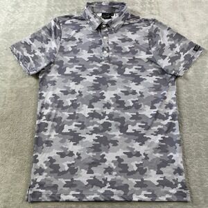 Sunday Swagger Polo Shirt Mens Medium Gray Camo Performance Golf Stretch Preppy